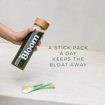 Bloom Nutrition Superfood Greens Powder Stick Packs, Digestive Enzymes with Probiotics and Prebiotics, Gut Health, Bloating Relief for Women, Chlorella, Green Juice Mix, 18 SVG, Tropical Variety