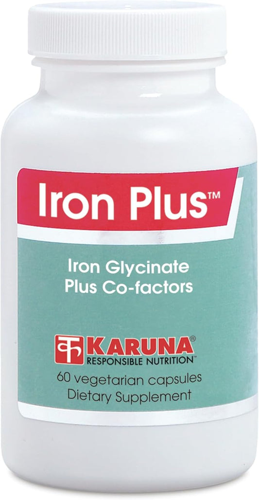 Iron Plus | 60 Vegetarian Capsules | Iron (glycinate) 29mg, Vitamin A, B12, C, folic Acid, Copper, Manganese, Betaine HCI 100mg