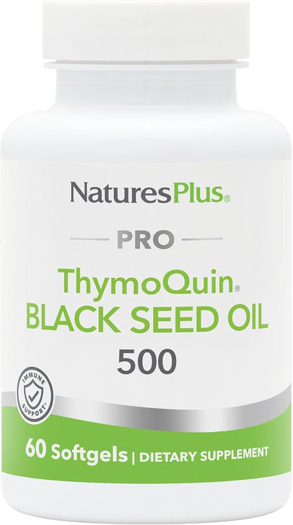 Natures Plus PRO ThymoQuin Black Seed Oil 500 mg - 60 Softgels - Full-Spectrum, Cold-Pressed Oil - Gluten Free - 60 Servings
