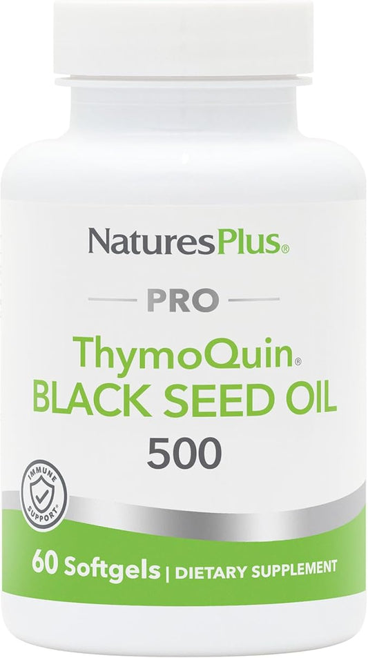 Natures Plus PRO ThymoQuin Black Seed Oil 500 mg - 60 Softgels - Full-Spectrum, Cold-Pressed Oil - Gluten Free - 60 Servings