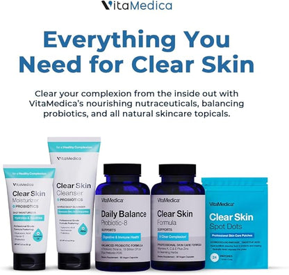 VitaMedica Clear Skin Vitamin Formula | Noncystic Acne Supplement for Skin Clearing | Breakout Treatment for Women and Men | Vitamins A, C, E, Selenium, Chromium, and Zinc for Skin Health | 2 Pack