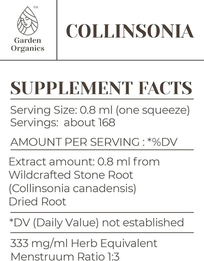 Collinsonia Alcohol-Free Natural Tincture Extract, Immune System Booster, Liquid Drops Made from 100% Wildcrafted Stone Root (Collinsonia Canadensis) Dried Root (4 fl oz)