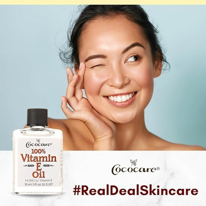 COCOCARE 100% Vitamin E Oil, 14000 I.U., 0.5 Fl Oz - Skin Moisturizer & Antioxidant Protection