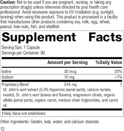 Standard Process Inc. St John's Wort-IMT - Whole Food Mental Health and Stress Relief with Organic Carrot, Alfalfa, Carrot Oil, Calcium Lactate, Inositol, Iodine, and Magnesium Citrate - 90 Capsules