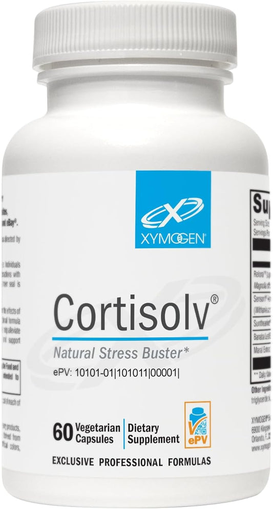 XYMOGEN Cortisolv Cortisol Supplement - Ashwagandha Supplement with L Theanine to Support Healthy Cortisol Levels, Energy, Relaxation and Mental Clarity (60 Capsules)