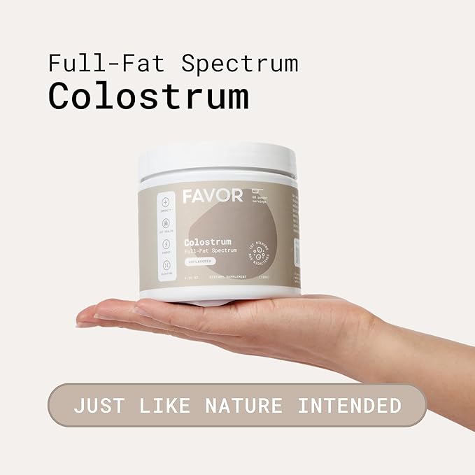 Favor Bovine Colostrum Powder | Liposomal and Whole | Empower Human Health | for Gut Health and Immunity | First Milking | Naturally High IgG | Ethically Made in The USA | Easy to Mix [Unflavored]