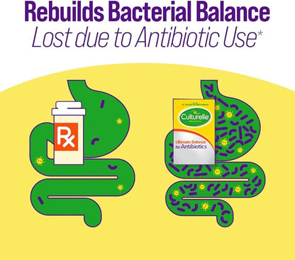 Culturelle Probiotics Ultimate Balance Probiotic for Use with Antibiotics - 20 Count – Probiotic Capsules Help Restore Good Bacteria Lost During Antibiotic Use & Contribute to A Healthy Immune System