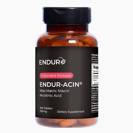 ENDUR-ACIN, Extended Release Niacin for Optimal Absorption & Low-Flush Vitamin B3 Niacin 500mg, Premium Niacin Supplement Made in USA, 200 Tablets