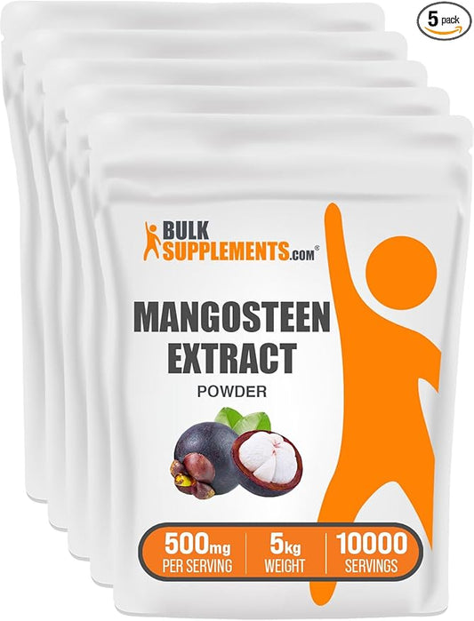 BulkSupplements.com Mangosteen Extract Powder - Superfood Supplement, from Mangosteen Fruit, Mangosteen Powder - Gluten Free, 500mg per Serving, 5kg (11 lbs) (Pack of 5)
