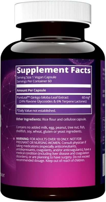 MRM Ginkgo B, 60mg, 60 Vegetarian Capsules