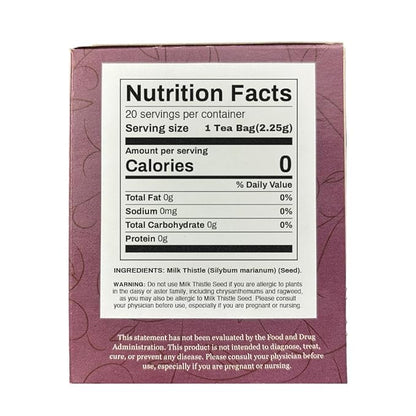 Organic Positively Botanicals Company, Milk Thistle Herbal Tea Bags, 20 Count