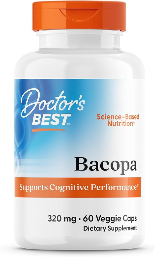 Doctors Best Bacopa with Synapsa, Supports Cognitive Performance, Non-GMO, Gluten Free, Soy Free, Vegan 60 Veggie Caps