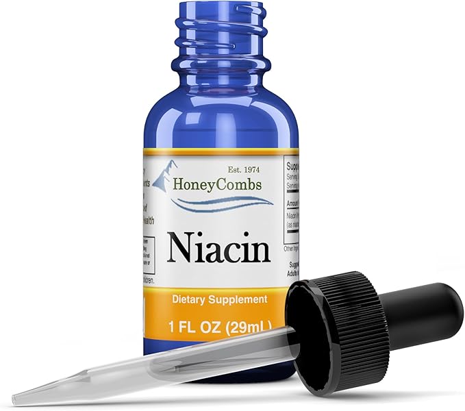 HoneyCombs Vitamin B3-Niacin 80mg Niacin Equivalent Drops – Vitamin B Liquid Niacin Drops – Alcohol-Free, Non-GMO Niacin Supplement 1oz