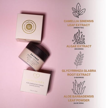 Sakura Edition Nuru Massage Gel Powder 40g | Aloe Vera, Seaweed, Liquorice, & Green Tea | Made in Japan | Paraben & Glycerine Free | Makes 1.05 gal | Unscented, Colorless and Tasteless