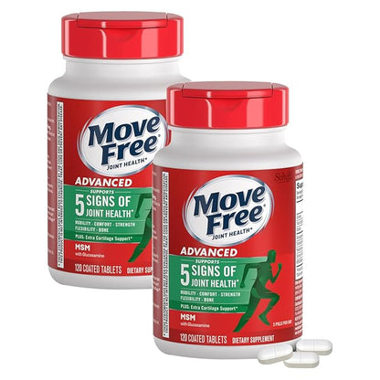 Move Free Advanced Plus MSM with Glucosamine & Chondroitin , 120 Count (Pack of 2)