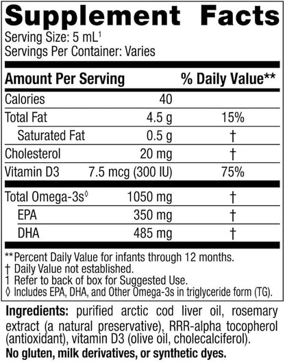 Nordic Naturals Baby’s DHA, Unflavored - 2 oz - 1050 mg Omega-3 + 300 IU Vitamin D3 - Supports Brain, Vision & Nervous System Development in Babies - Non-GMO - Servings May Vary