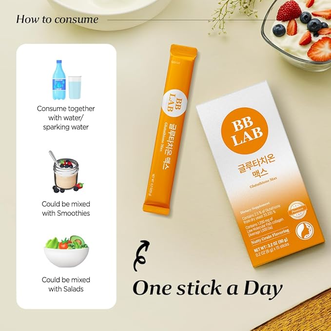BB LAB [Korean Pick Collagen] Low Molecular Collagen 5000, Glutathione Max, Powder Stick Halal Certified Korean Marine Collagen, Fish Collagen, Vitamin C, Glutathione, Fast Absorption