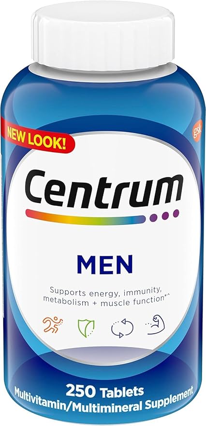 Centrum Multivitamin for Men, Multivitamin/Multimineral Supplement with Vitamin D3, B Vitamins and Antioxidants, Gluten Free, Non-GMO Ingredients - 250 Count