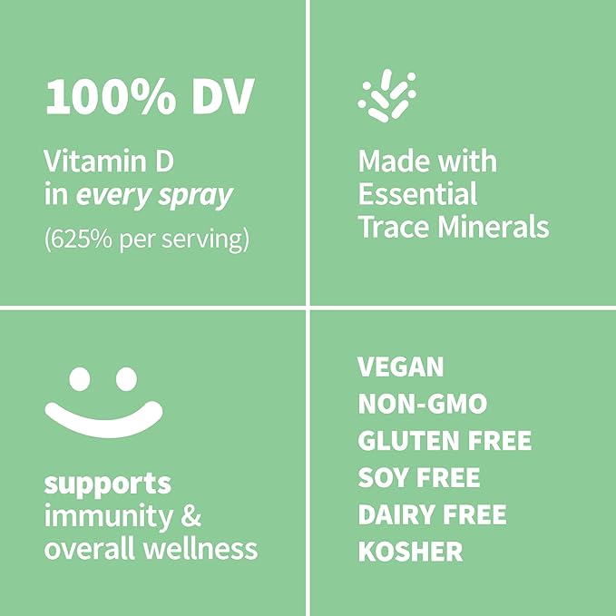 Sprout Living Organic Vitamin D3 5000 IU (Lichen) Spray for Immune Support & Bone Health | Trace Minerals with Real Lemon & Citrus Extract, Sugar Free (2 FL OZ, 60 Servings)