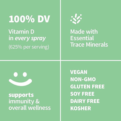 Sprout Living Organic Vitamin D3 5000 IU (Lichen) Spray for Immune Support & Bone Health | Trace Minerals with Real Lemon & Citrus Extract, Sugar Free (2 FL OZ, 60 Servings)