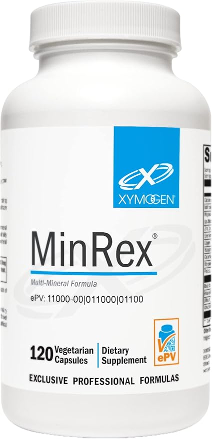 XYMOGEN Calcium, Magnesium Zinc MinRex Multi-Mineral Supplements - with Iodine, Selenium and Potasium to Support Mineral Repletion + Sports Nutrition (120 Soy, Gluten and Dairy-Free Capsules)