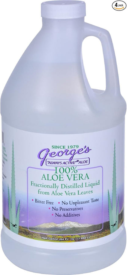 Georges Aloe Vera - Fractionally Distilled Liquid - Bitter Free - No Preservatives - 64 fl oz (Pack of 4)