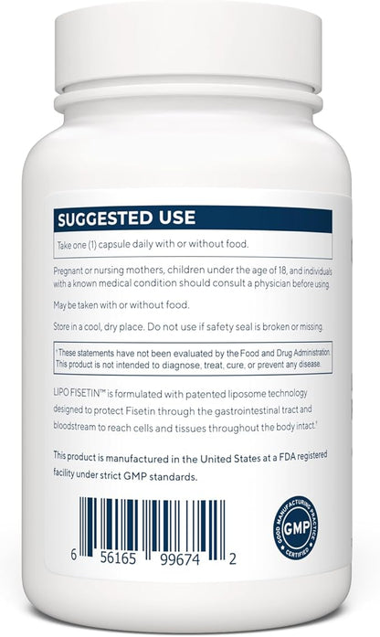 Fisetin | 90 Liposomal Fisetin Supplements - 150mg Fisetin per Serving | Senolytic Supplements | Bioavailable Formula for Increased Absorption | Non-GMO & Made in The USA