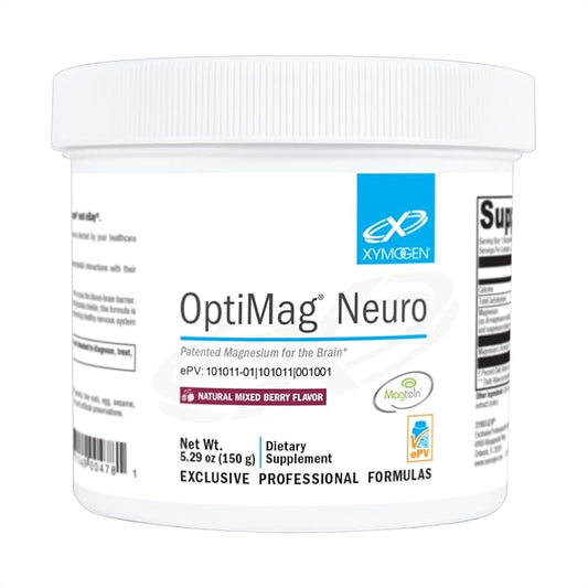 XYMOGEN OptiMag Neuro - Chelated Magnesium Powder - with Magnesium Glycinate & L-Threonate - Support Brain Health & Relaxation - Mixed Berry (60 Servings)