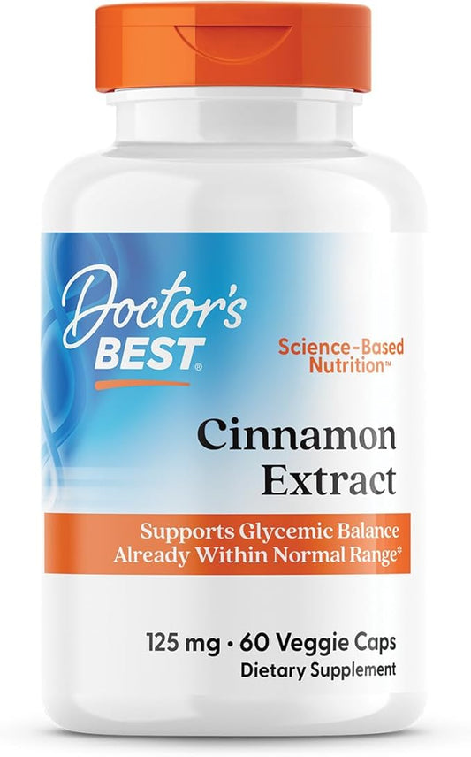 Doctors BEST Cinnamon Extract Cinnulin PF, Supports Glycemic Balance Already Within Normal Range, Non-GMO, Gluten Free, Vegan 60 Veggie Caps