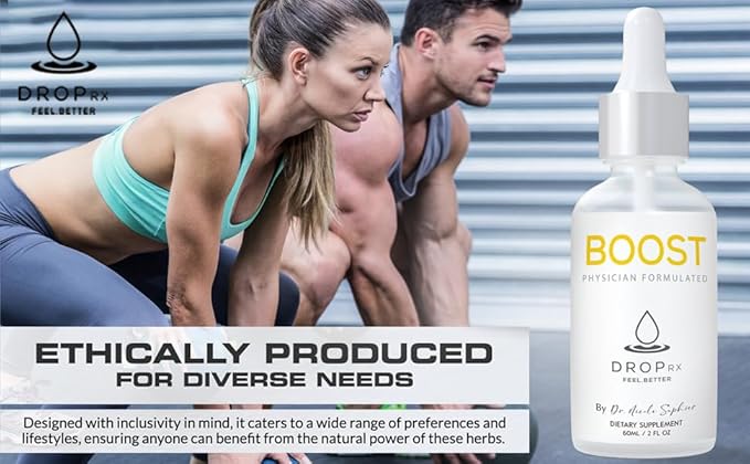 DropRx Boost by Dr. Nicole Saphier – Maca Root, Ashwagandha, Lions Mane & Peppermint Leaf Extract for Vitality Support, Non-GMO, Vegan, Gluten-Free, Kosher, Made in USA (2 Fl Oz)