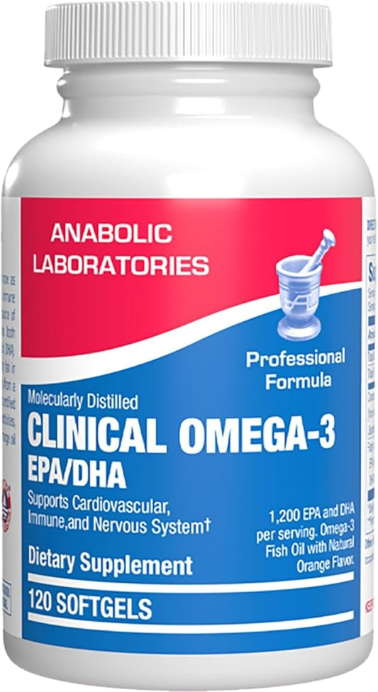 Clinical Omega 3 Fish Oil Supplement with EPA and DHA - 120 Orange Flavored Softgels for Heart, Immune, and Nervous Health - 1200mg of Molecularly Distilled Omega-3
