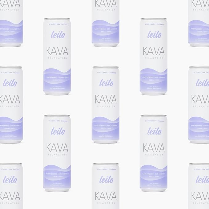 LEILO | Kava Powered Sparkling Relaxation Drink | BlackBerry Orange 12-Pack – Non-ALC Calming Beverage | 12 fl oz Cans (Pack of 12)