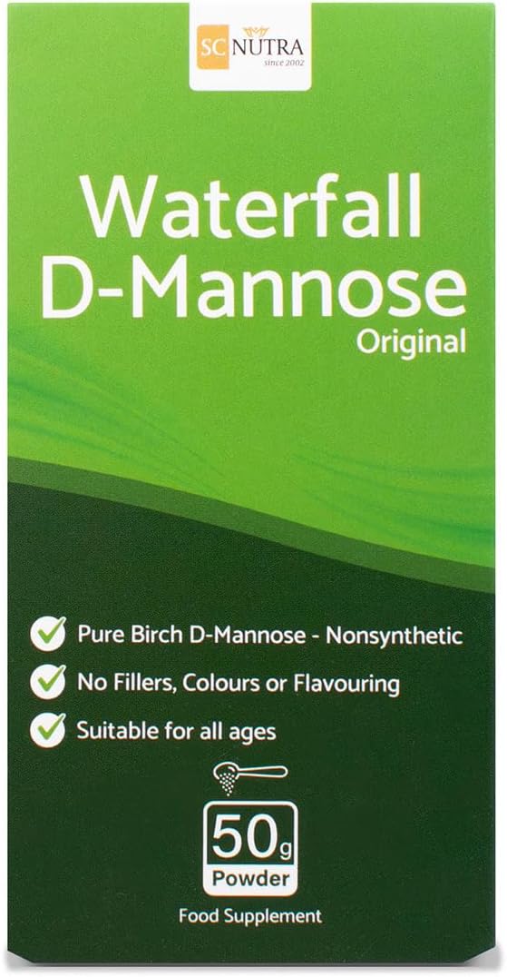 Waterfall D-Mannose Powder - 100% Pure D-Mannose Powder Naturally Sourced from Birch - Not a Blend - Free from Bulking Agent, Fillers & Cranberry - 50g / 1.76oz