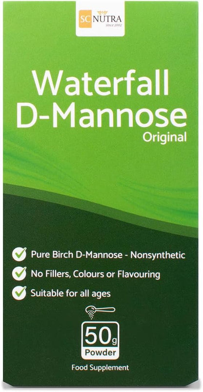 Waterfall D-Mannose Powder - 100% Pure D-Mannose Powder Naturally Sourced from Birch - Not a Blend - Free from Bulking Agent, Fillers & Cranberry - 50g / 1.76oz