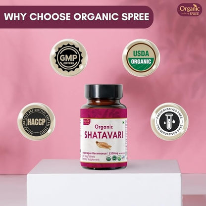 SHATAVARI 120 Tablets | Asparagus Racemosus (Shatavari) | USDA Organic Certified | Supports Women’s Health and Immune System | Organic and Natural120tab