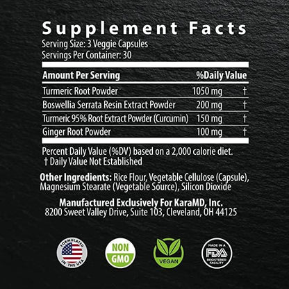 KaraMD Comfort Guard X24 | Joint & Movement Support Supplement | Turmeric Curcumin, Boswellia & Ginger | Ease Muscle Discomfort & Joint Stiffness | Non-GMO, Gluten Free & Vegan Friendly (30 Servings)