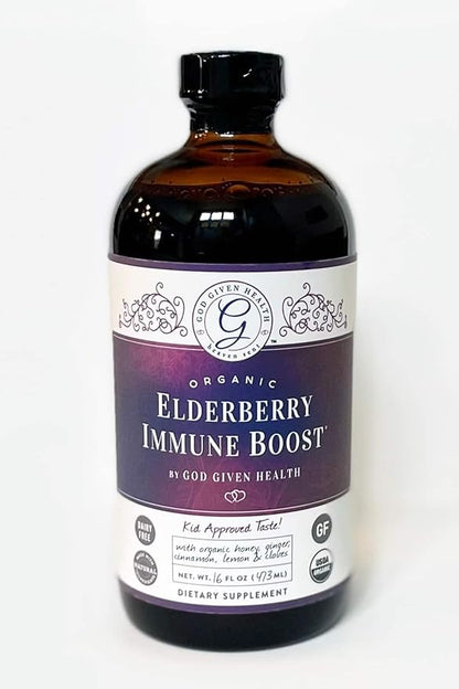 Elderberry Immune Boost - 16oz - Pure Elderberry Syrup for Immune Support - Organic, Non-GMO, Gluten-Free