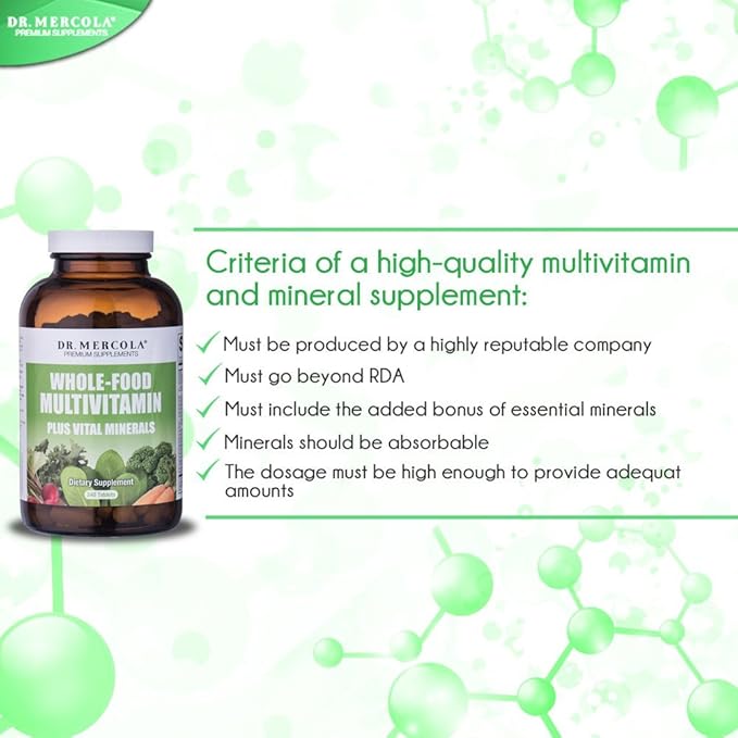 Dr. Mercola Whole Food Multivitamin Plus Vital Minerals Dietary Supplement, 30 Servings (240 Tablets)