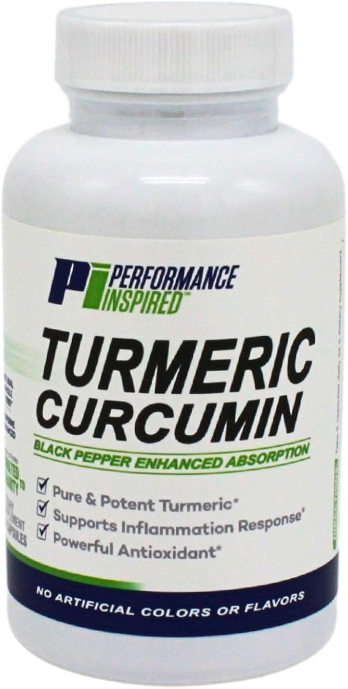 Performance Inspired Nutrition Turmeric Curcumin Capsules – Joint Support & Antioxidant – Enhanced Absorption – 60 Count