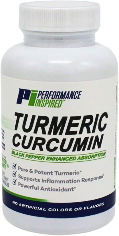 Performance Inspired Nutrition Turmeric Curcumin Capsules – Joint Support & Antioxidant – Enhanced Absorption – 60 Count