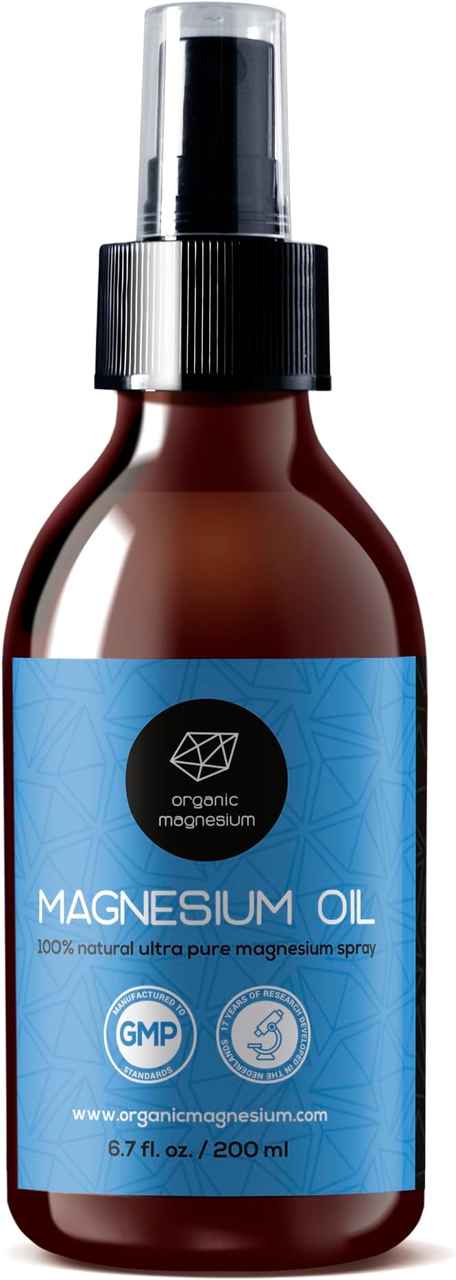 Spray Oil in Glass Bottle - 100% Pure Topical Magnesium Chloride for Leg Cramps from Ancient Zechstein Seabed | Perfect for Sports & Relaxing | for Adults & Kids (6,7oz)