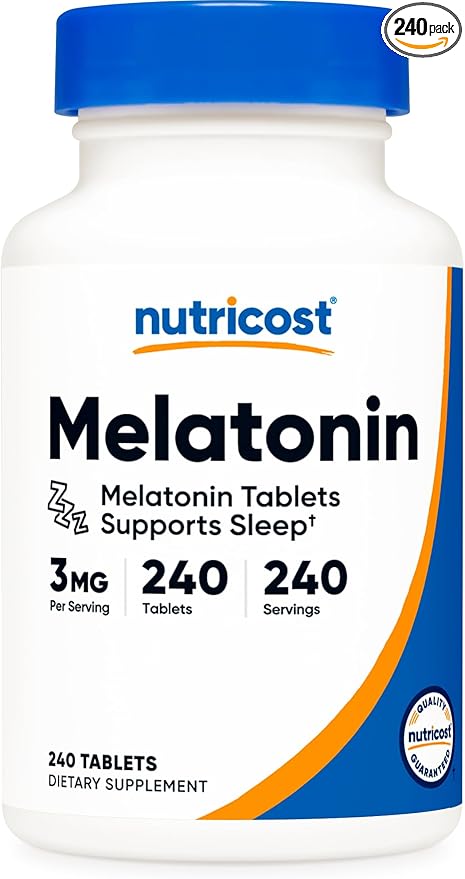 Nutricost Melatonin 3mg, 240 Tablets - 3mg Per Serving, Non-GMO, Gluten Free