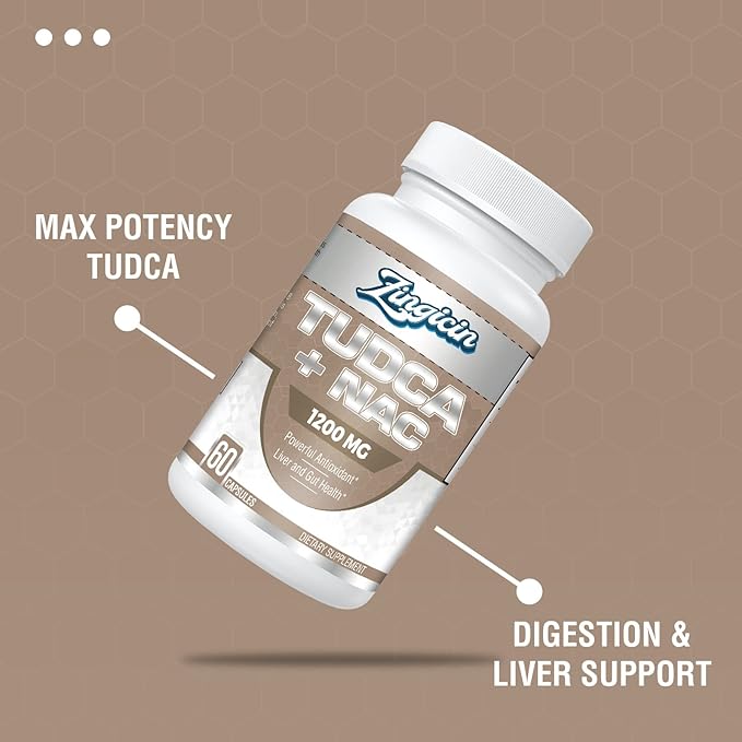 TUDCA with NAC Supplement 1200mg - 60 Capsules,Powerful TUDCA Bile Salt Plus N-Acetyl-Cysteine,Antioxidant Supplements for Liver,Digestion