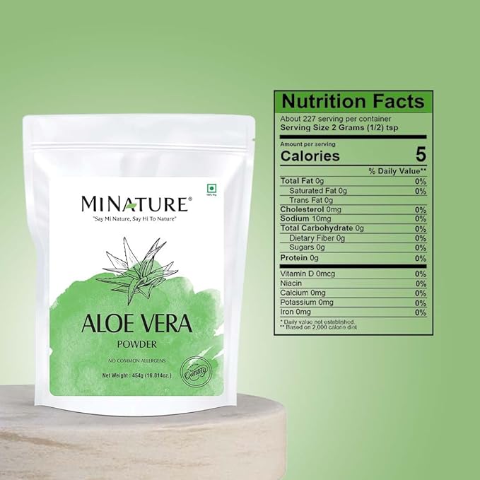 minature Aloe Vera Powder | Aloe Barbadensis | Vegan Non GMO| Pure & Natural with NO Chemical | Made in India| Skin 7 Hair Care| | 454 g / 16 Oz