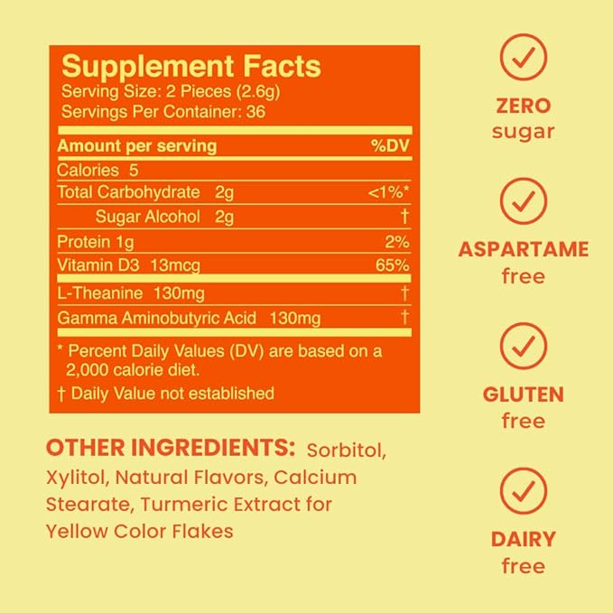NeuroGum Calm & Clarity Mints (72 Pieces) - Sugar Free with L-theanine + GABA + Vitamin D3 - Nootropic Brain Supplements for Memory - Enhances Calm, Stress Relief for Men & Women - Honey Lemon