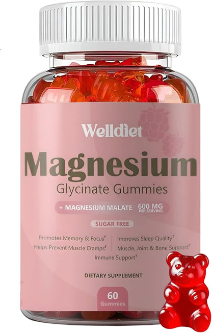 Magnesium Glycinate Gummies – High Absorption Magnesium for Adults – Vegan & Gluten-Free – 60 Count – with Essential Nutrients & Botanicals