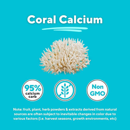 Coral Calcium Powder 1000mg Capsules for Overall Health, Bone Health, PH Level Balance, Trace Minerals Support - 180 Veggie Capsules - Non-GMO & Gluten-Free Supplement