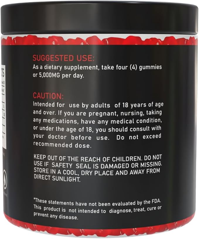 Creatine Monohydrate Gummies - 120 Gummies / 30 Servings | Strawberry Flavor | for Muscle Mass & Strength | 100% Pure - Zero Sugar
