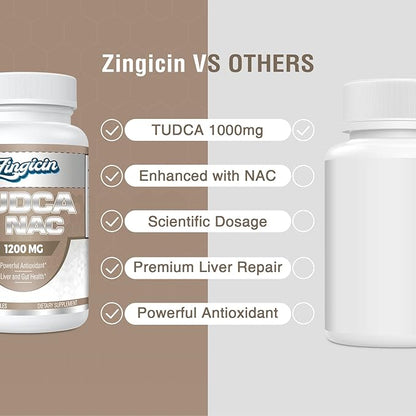 TUDCA with NAC Supplement 1200mg - 120 Capsules,Powerful TUDCA Bile Salt Plus N-Acetyl-Cysteine,Antioxidant Supplements for Liver,Digestion