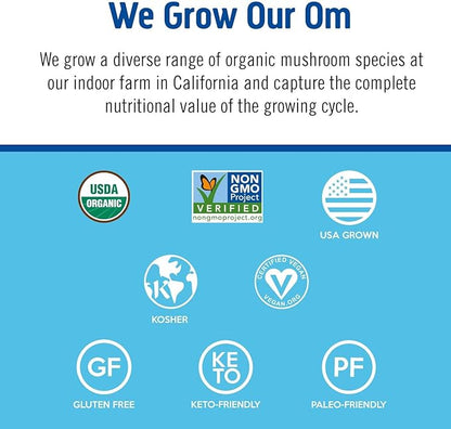 OM MUSHROOM SUPERFOOD Master Blend Mushrooms & Adaptogens, Creamy Vanilla Plant Protein, Single Serve, 10 Count, 10 Mushroom Complex, Lion's Mane, Ashwagandha for Energy, Recovery, Stress Relief